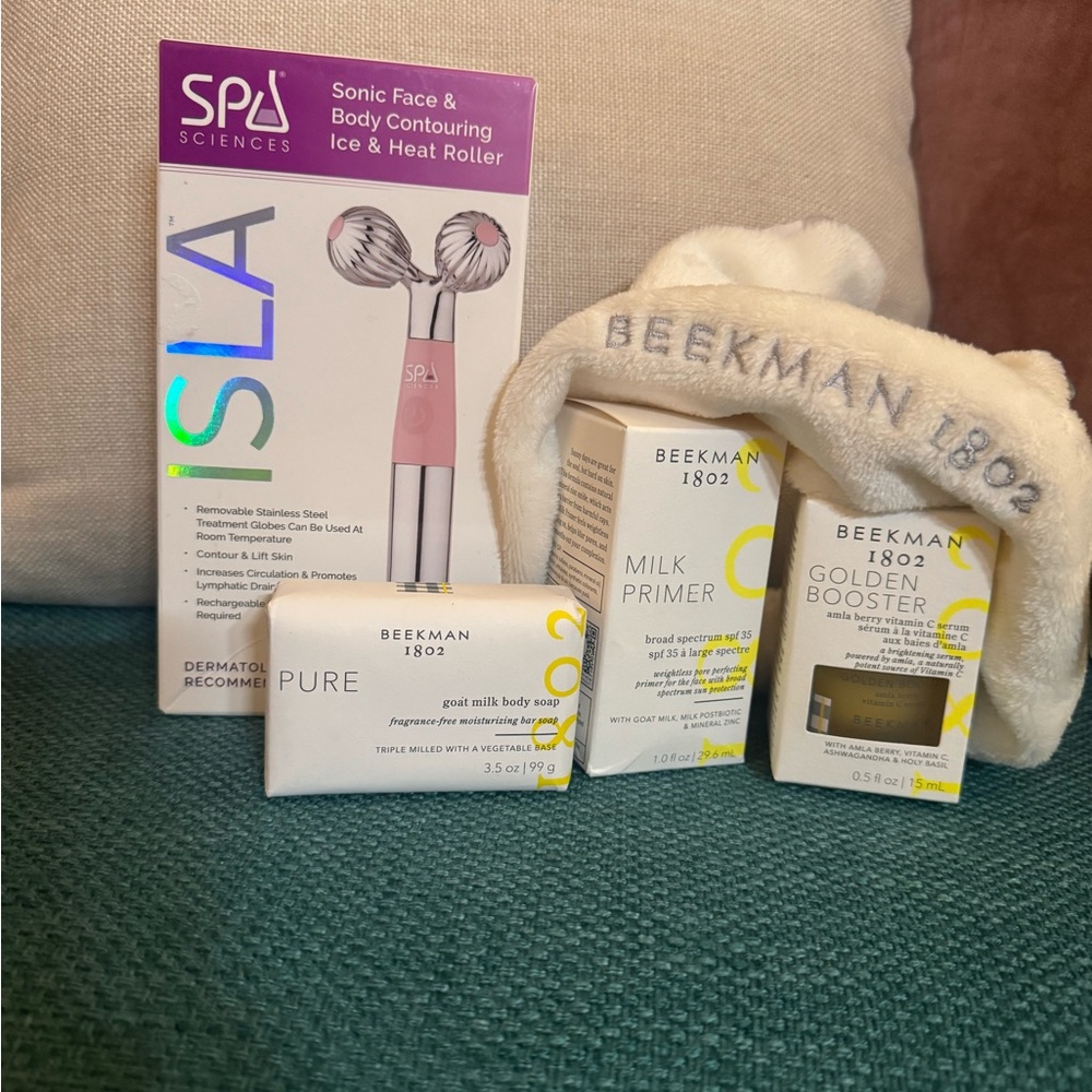 New- Beekman 1802 Skincare bundle with Pink Spa Sciences Roller